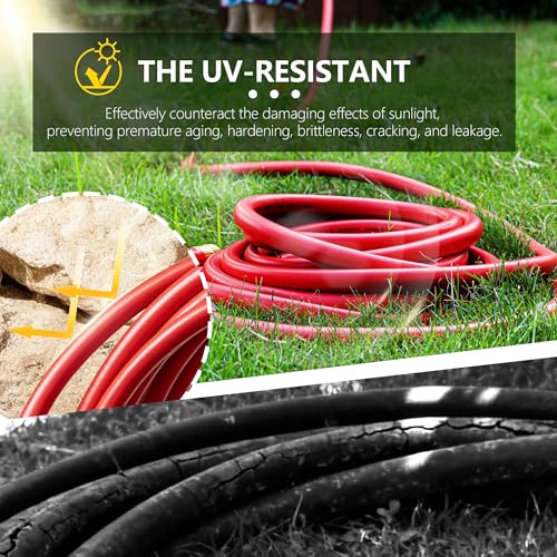 5/8" Garden Hose 30ft, -40℉ To 190℉ Hot/Cold Rubber hose, Red - color: Red, size: 30Ft