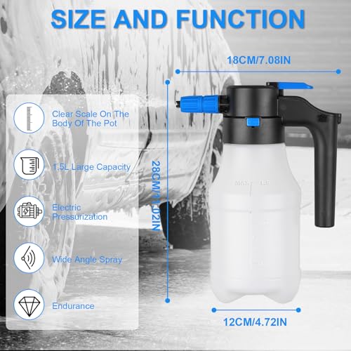 Luney 1.5L Electric Foam Sprayer, USB Rechargeable, for Car Washing, Home