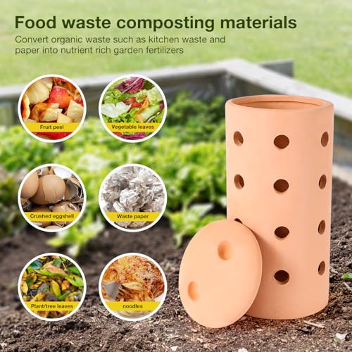 Underground Worm Farm 10 * 4.13 * 4.13Inch Garden Composting bin Ceramics Outdoor Gardening Compost Bin with Holes and Lid Clay for Vegetable Backyard Compost Bin Outdoor - style: 1pcs：10*4.13*4.13Inch