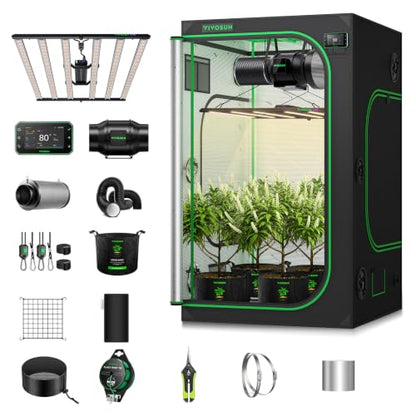 VIVOSUN 4x4 Grow Tent Kit 500W LumaLight Bar E42A+ Smart Control System - size: 4x4