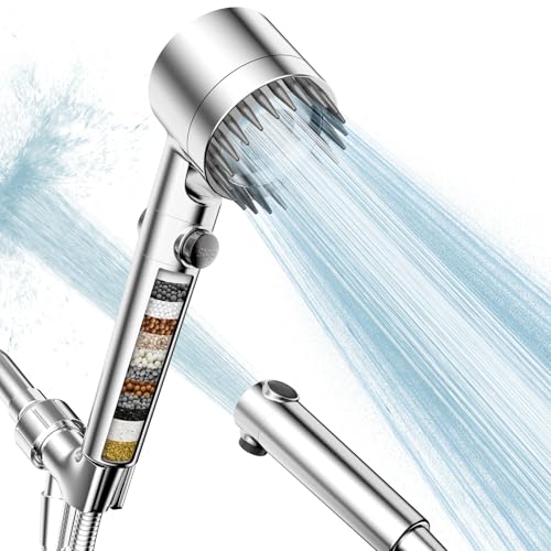 PWERAN Filtered Shower Head with Handheld,High Pressure Shower Heads Filter - color: Chrome