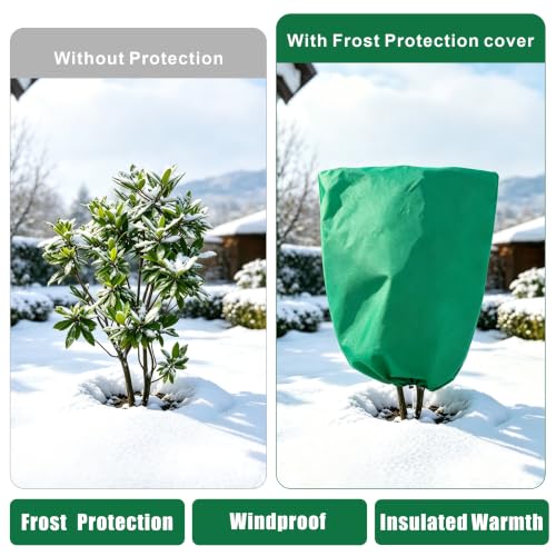 6 Pack Plant Frost Freeze Protection Covers with Zipper Drawstring, 2 Sizes