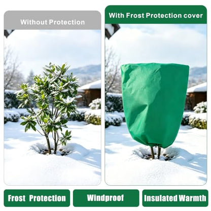 6 Pack Plant Frost Freeze Protection Covers with Zipper Drawstring, 2 Sizes