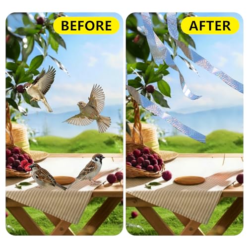 Bird Scare Reflective Tape, Double-Sided Reflective, for Repelling Sparrows and Woodpeckers, Suitable for Outdoor Use in Homes, Gardens, Farms, Orchards,Outdoor (500 Ft*1) - size: 500 Ft*1