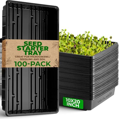 10x20 Inch Black Plastic 100 Pack Plant Propagation Tray No Holes - color: Black, size: 100-Pack