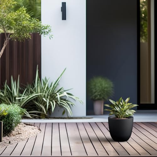 Kante Small Round Bowl Black Concrete Planter 10" Dia, Outdoor - color: Black, size: 10"d