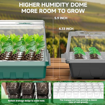 Seed Starter Trays with Grow Lights, Grow Lights for Seed Starting Kit, Timming Set, Indoor Plant Growing Kit for Gardeners, Germination Trays Kits, Gardening Gifts for Women, Mom Gifts - size: 120 Cells