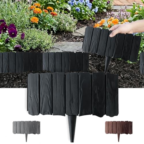 11.42 inch x 8pcs Garden Edging Border Decorative Plastic Landscape Edging - color: 8pc-Black