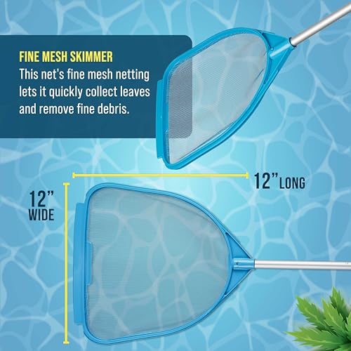 U.S. Pool Supply Pool and Spa Skimmer Net with Pole, Handheld Fine Mesh - size: 5' Regular Frame