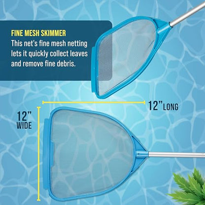 U.S. Pool Supply Pool and Spa Skimmer Net with Pole, Handheld Fine Mesh - size: 5' Regular Frame