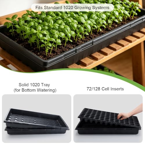 10-Pack Heavy-Duty 1020 Seed Trays with Drain Holes, Reusable Plant Flats - color: Black, size: 10-Pack With-Hole 1020 Trays