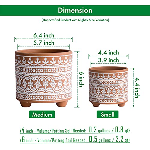 D'vine Dev 2-Pack Terracotta Pots, 4/6 in, Terracotta Bloom, 31-953-F-1 - style: Terracotta Bloom