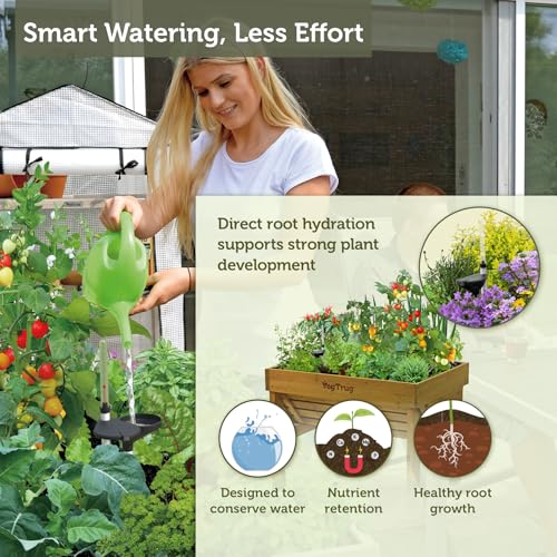 VegTrug Self Watering Kit for Classic Small 1m Raised Bed, Black - Reservoir System with Water Level Indicator, Prevents Overwatering, Easy Fill Tube & Funnel, Durable Plastic Construction - size: Small 1m