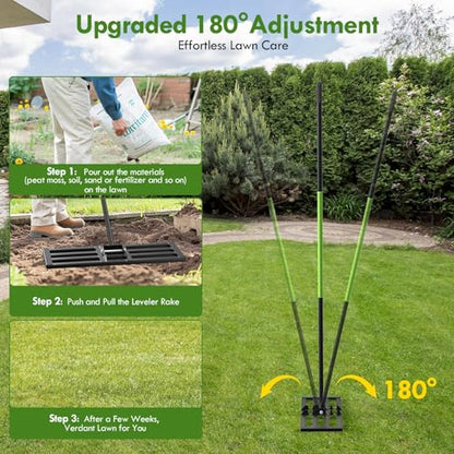 Seeutek Lawn Leveling Rake, 30" x 10" Heavy Duty Ground Leveler - size: 30"*10"