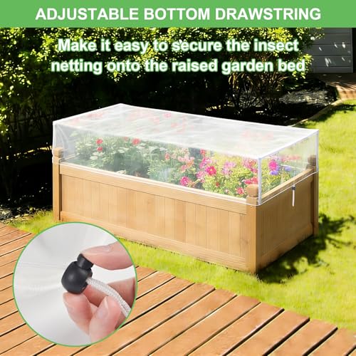 2 Pack Garden Netting for Raised Beds, Raised Beds Bug Net with Drawstring