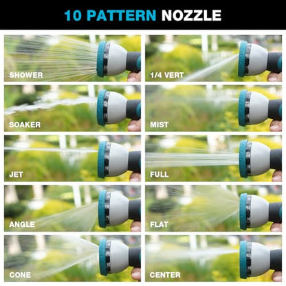 Besiter Garden Hose Nozzle, Hose Sprayer Nozzle with 10 Spray Patterns, Thumb Control On Off Valve,2 Pack High Pressure Metal Water Hose Nozzle for Car Wash, Plants, Pets & Outdoor Cleaning Blue Green - color: GreenBlue
