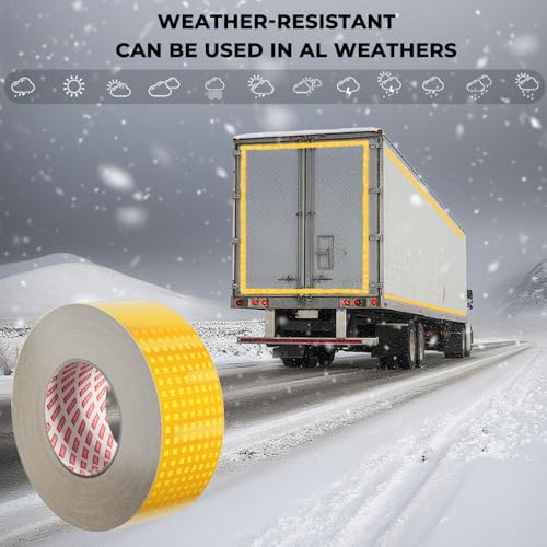 SWRT Reflective Tape 2 Inch x 30 Feet DOT-C2 Shining Star Fade Resistant Yellow Reflective Tape Outdoor Waterproof Strong Adhesive Safety Warning Tape Reflector Conspicuity Tape for Trailer Truck Bike - size: 2 Inch x 30 Ft