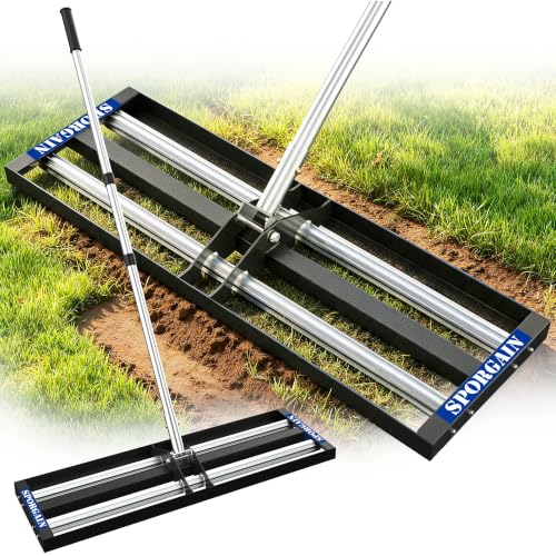 SporGain Lawn Leveling Rake 30"x10", Lawn Leveler with Aluminum Rollers - size: 30"x10"-7FT