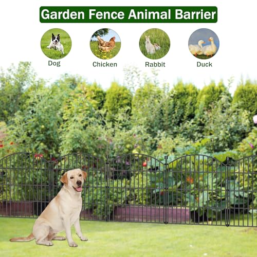 10 Panel No Dig Decorative Garden Fence 24" H x 20'L Outdoor Dog Barrier - size: 24 in(H) X 20 ft(L)
