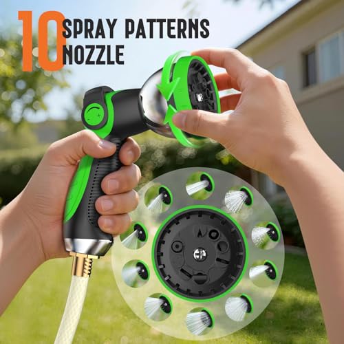 Retractable Garden Hose Reel 1/2" x 100ft, Wall Mounted Water Hose Reel with Auto Rewind, Any Length Lock, 180° Swivel Bracket & 9-Pattern Spray Nozzle, Heavy Duty Outdoor Hose Storage for Garden - color: Green