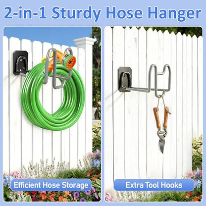 2pcs Garden Hose Holder with Tool Hook Heavy Duty Water Hose Reel - color: 2pc Gray
