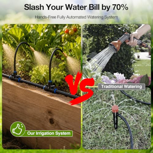 Bluepro 200FT Drip Irrigation System with 360° Adjustable Copper Nozzles - size: 200FT