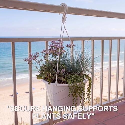 8 Pcs 10 Inch Hanging Planter with Drainage Insert, White - color: White