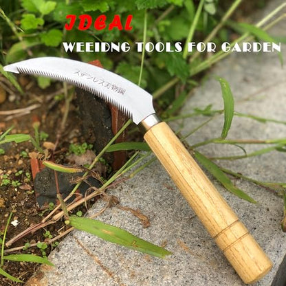 Grass Sickle Hoe Gardening Handheld Tool Weeding Tools for Garden (Brown) - color: Brown