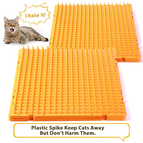 Nuanchu 16 Pack Cat Mat with Spikes, Pet Deterrent Outdoor, Orange - color: Orange