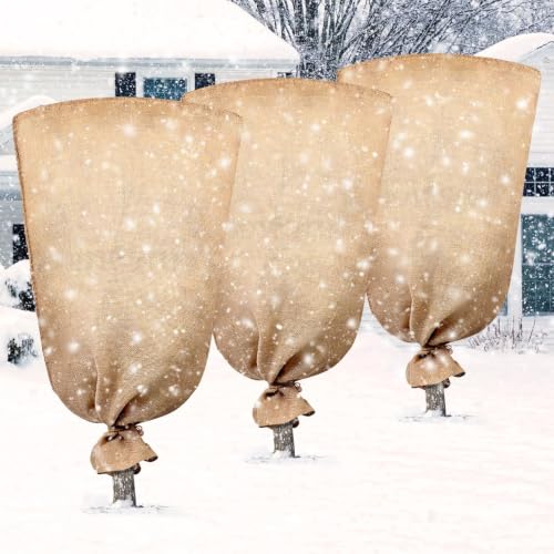 Legigo 3 Pack 45 X 70 Inch Burlap Bags for Winter Plant Frost Protection - size: 45 X 70 Inch