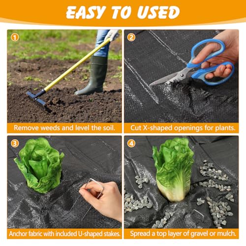 ondware Weed Barrier Landscape Fabric 4FT x 100FT, 30 Stakes - size: 4FT x 100FT