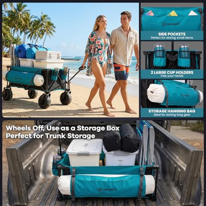 FUNDANGO 300L Beach Wagon with 9" Balloon Wheels, Pump Included - color: Sea Blue