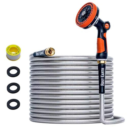 Rosy Earth 50ft Stainless Steel Garden Hose, Heavy Duty Metal Water Hose - size: 50FT