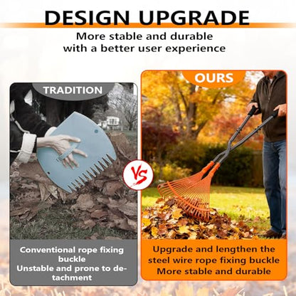 Leaf Grabber Rake with Long Handle,Metal Leaves Rakes,Lightweight Leaf and Grass Picker Upper,Leaf Collector for Lawn & Yard Shrub Cleanup.
