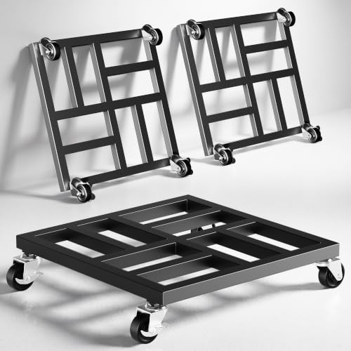 3 Pack 12" Heavy Duty Plant Caddy with Wheels, Supports Up to 800 lbs, Metal Rolling Plant Stand with 4 Swivel Casters include 2 Locking Wheels, Rustproof for Large Pots, Washer & Refrigerator - size: 12"-3pack
