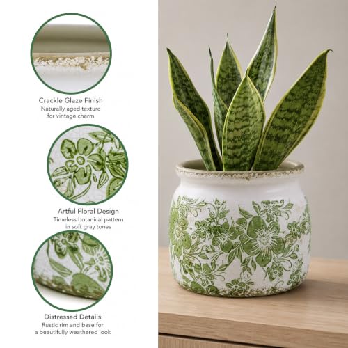 Dosayes Flower Pot,Vintage Ceramic Pot for Plant with Drainage Holes - color: ‌emerald Green‌