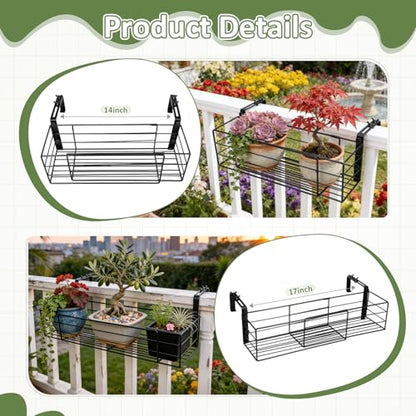 Youyole Railing Hanging Planter Holder, Adjustable Balcony Flower Pot Stand - color: Black, size: 6" Wide, style: Classic