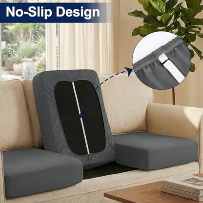 Smiry Waterproof Patio Cushion Covers, Stretch Outdoor Furniture Covers - color: Dark Grey, size: 4PCS