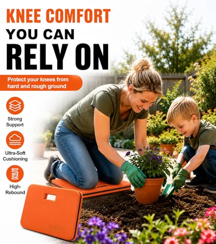 Garden Kneeling Pad, 1.2" Thick EVA Foam Knee Cushion for Gardening - color: Orange&Black