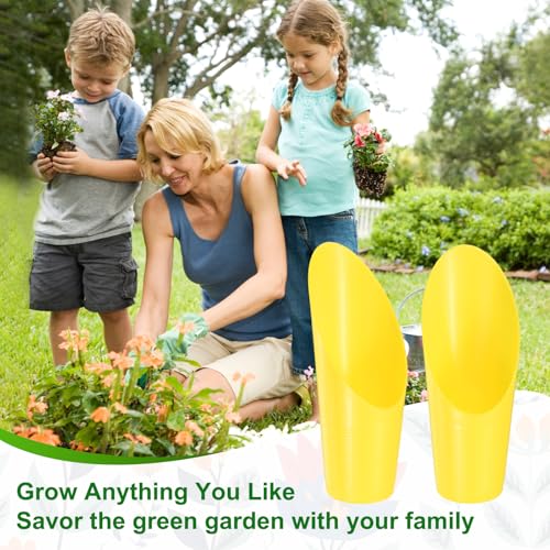 M METERXITY 3-Pack Bonsai Soil Scoops, Plastic Garden Soil Scoops Bucket Shovel Potting Scoopers for Transplanting/Flower Planting/Plant Succulent, Colorful Small Gardening Tools [Yellow] - color: Yellow