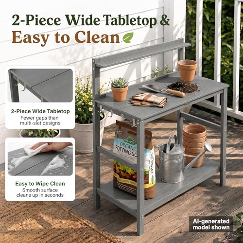 YEFU Potting Table, All-Weather Resistant,Grey - color: Gray, size: Classic