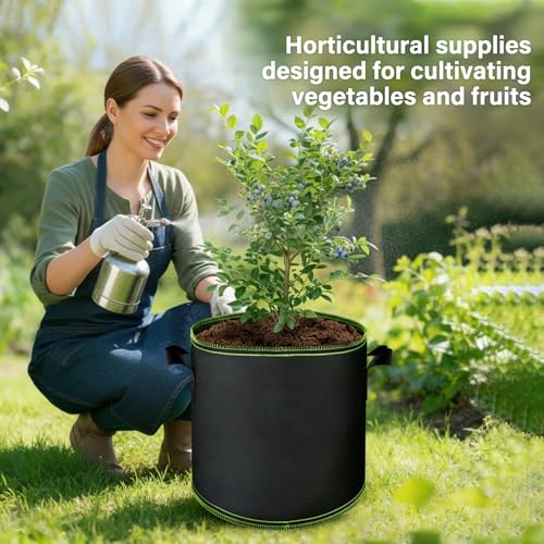 Plant Grow Bags 2-Pack 5 Gallon - Heavy Duty 300G Thickened Nonwoven Fabric Pots with Handles for Growing Potatoes, Tomatoes & Vegetables - size: 5 Gallon