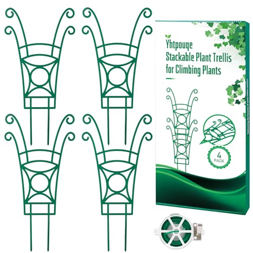 4 Pack Stackable Plant Trellis for Climbing Plants, Indoor/Outdoor Garden Trellis, Plant Support for Vine Ivy Hoya & Houseplants Flower - size: 4 Pack