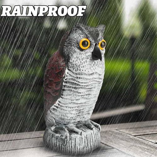 Owl Decoys for Bird Deterrent - Weatherproof Bird Repellent Devices for Outdoor Use - Plastic Owls to Scare Birds Away and Control Garden Pests