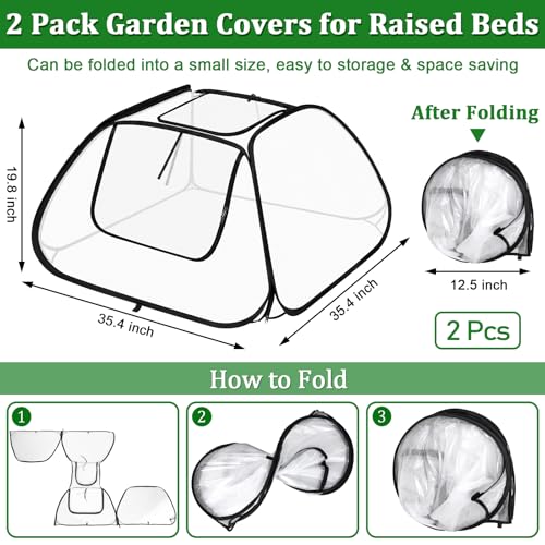 2 Pack Garden Covers for 6x3ft Raised Beds