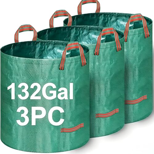 Yard Waste Bags,3-Pack 132 Gallon Reusable Collapsible Garden Leaf Bags - color: 132 Gallon Round