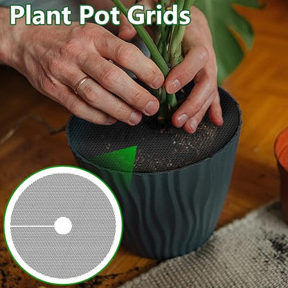 Adnee 4 Pcs Plant Pot Grids, 16" Cuttable Round Planter Pots Soil Guard - color: 4 Pcs 15.7" Round