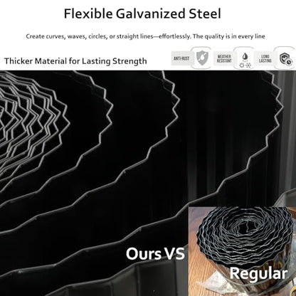 Anleolife Galvanized Steel Garden Landscape Edging Roll, 60FT x 10" Black - color: Black, size: 10 inch× 60 ft