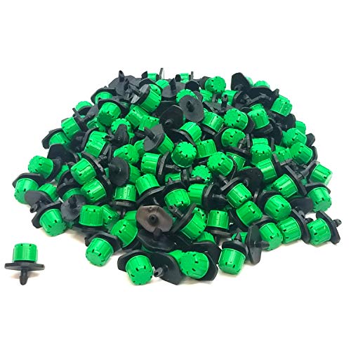 (100-PACK) - 360 Degree 1/4" Inch Universal Barbed Drip Emitter - Adjustable Flow 0-18.5 GPH Fit 1/4 (4-7mm) Drip Irrigation Tubing - Professional Grade Drippers for Drip Irrigation - color: Dripper On Barb