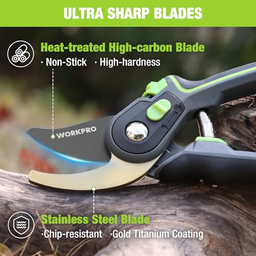 WORKPRO Pruning Shears, Garden Clippers with Titanium Coated, 9" Bypass